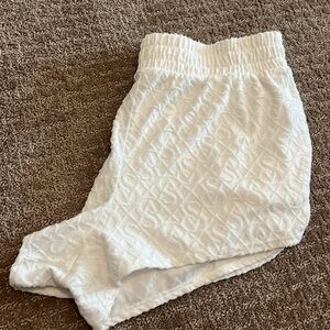 White Embossed Logo Shorts